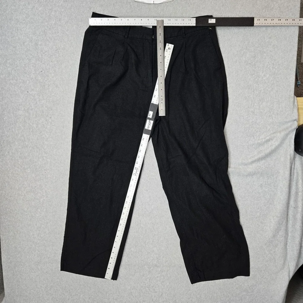 Old Navy Women Pants XL Black Linen Viscose Dress Pants Tailored Full